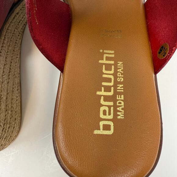Bertuci Leather Sandals Women's 9.5 (41) Red Espadrilles Wedge Heel Summer NWT - Picture 10 of 15